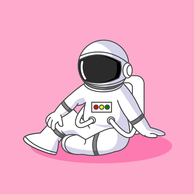 Un bonito astronauta descansando en un fondo rosado