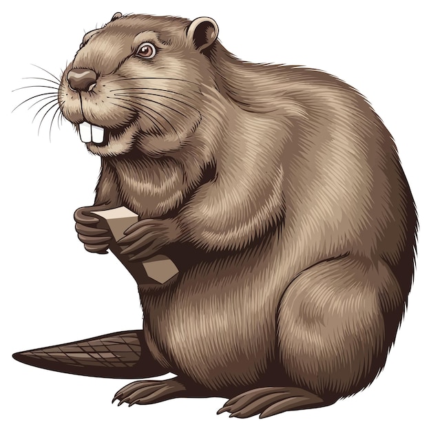 El bonito castor de dibujos animados está aislado en un fondo blanco.