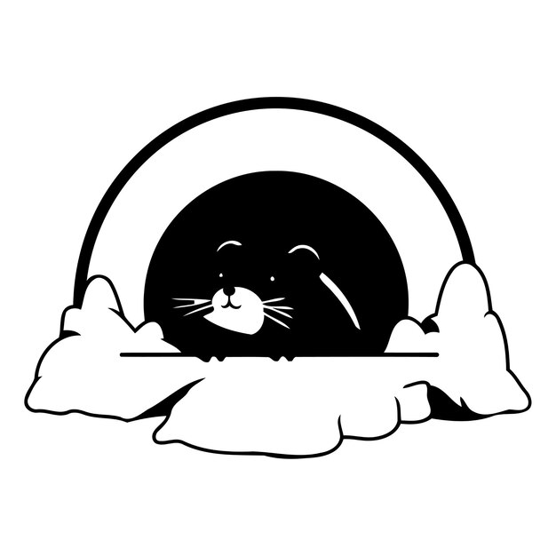Bonito castor en un túnel ilustración vectorial de un castor