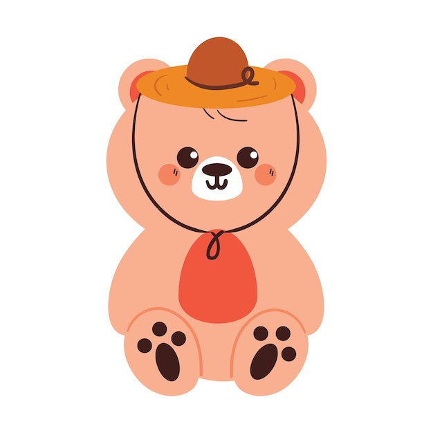 bonito dibujo de dibujos animados oso que lleva sombrero bonito dibujos para niños pegatina pegatina doodle