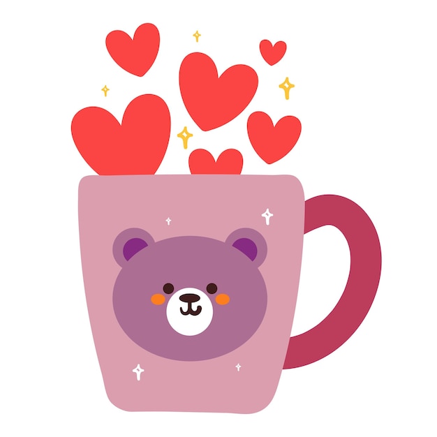 bonito dibujo de dibujos animados taza rosa llena de corazones bonito elemento de San Valentín pegatina