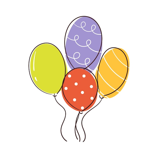 un bonito dibujo a mano, un balón de dibujos animados, un bonito dibujos para la fiesta de cumpleaños.
