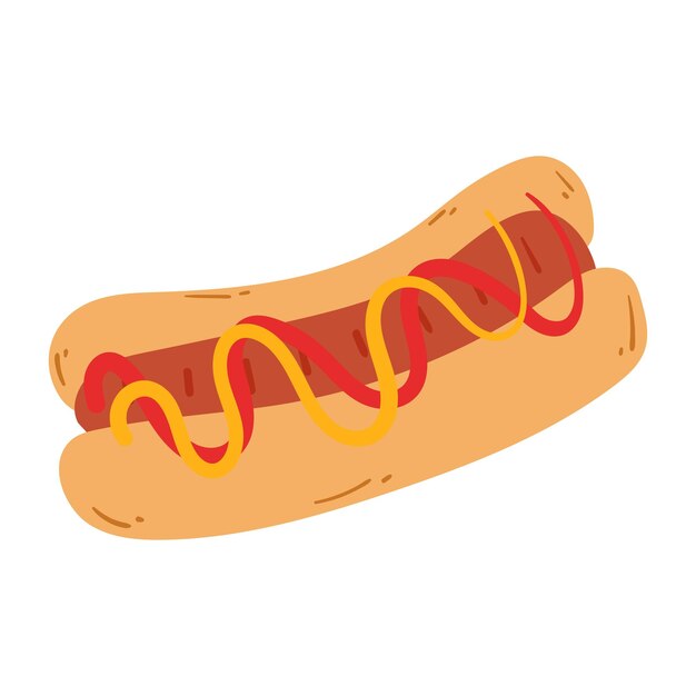 bonito dibujo a mano de dibujos animados de hotdog dibujo de comida para el icono de la pegatina