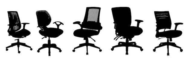 Bonito diseño de vectores de siluetas de sillas de oficina