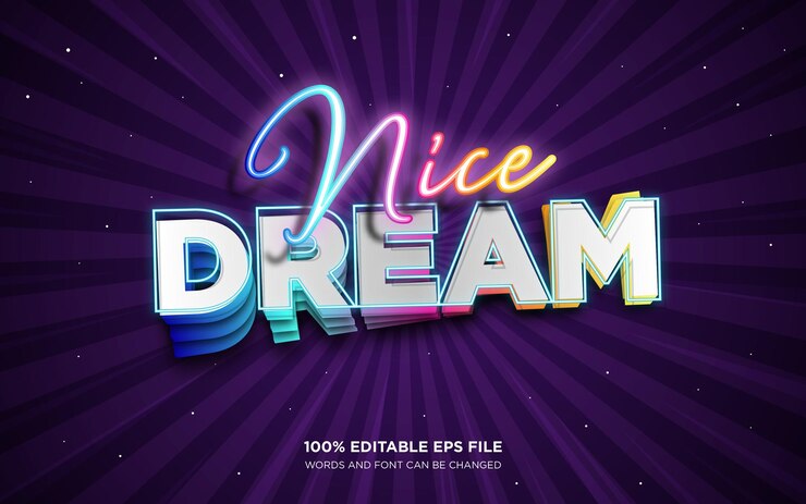 Vector bonito efecto de estilo de texto editable dream 3d