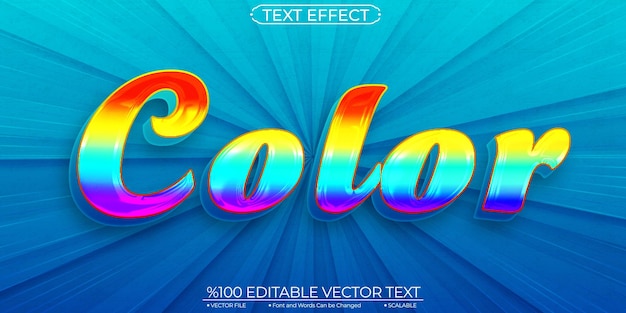 Bonito efecto de texto vectorial editable y escalable de color brillante