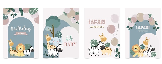bonito estandarte de boho safari para diseño vertical a4 con curva y globo