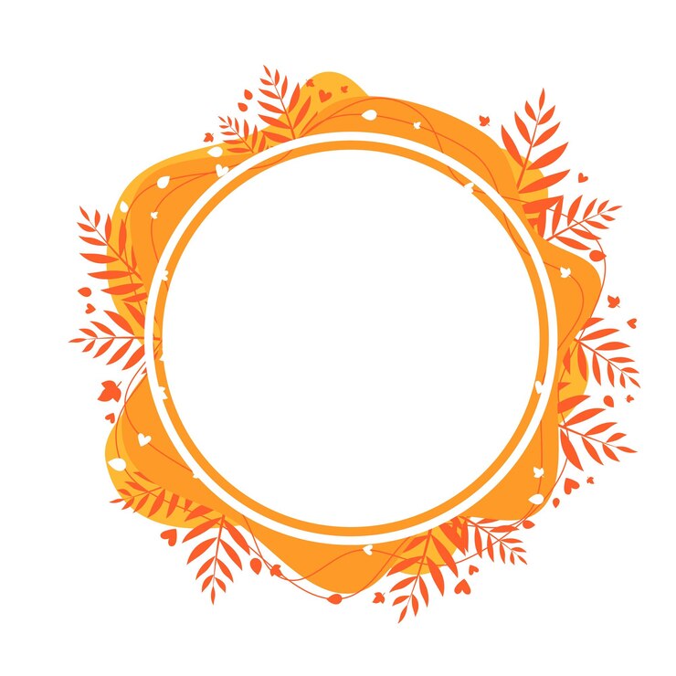 Vector bonito estandarte de marco naranja con hojas de otoño forma abstracta