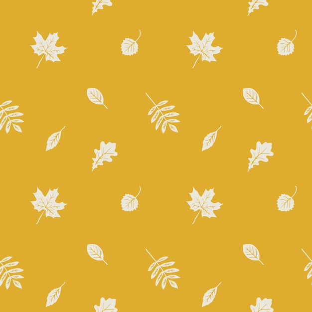 Bonito fondo de patrón amarillo con hojas de otoño