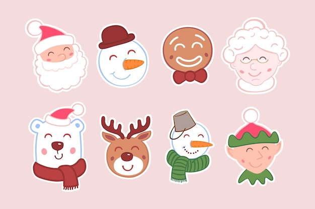bonito hombre de nieve de Santa oso polar y otros personajes de Navidad pegatinas