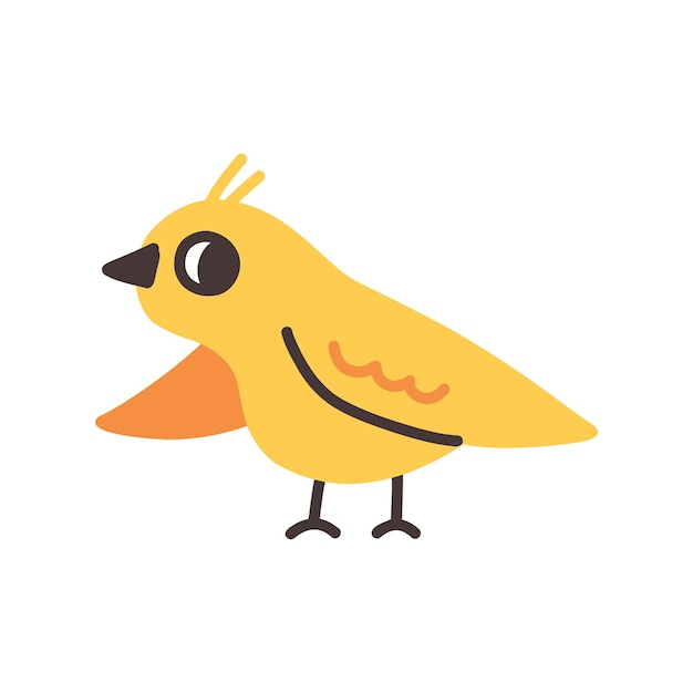 Bonito pájaro amarillo dibujado a mano vector art doodle ingenuo lindo animal fauna clipart