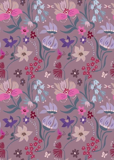 Bonito patrón floral en hermosas flores Diseño floreciente lindo Fondo distinto con flores