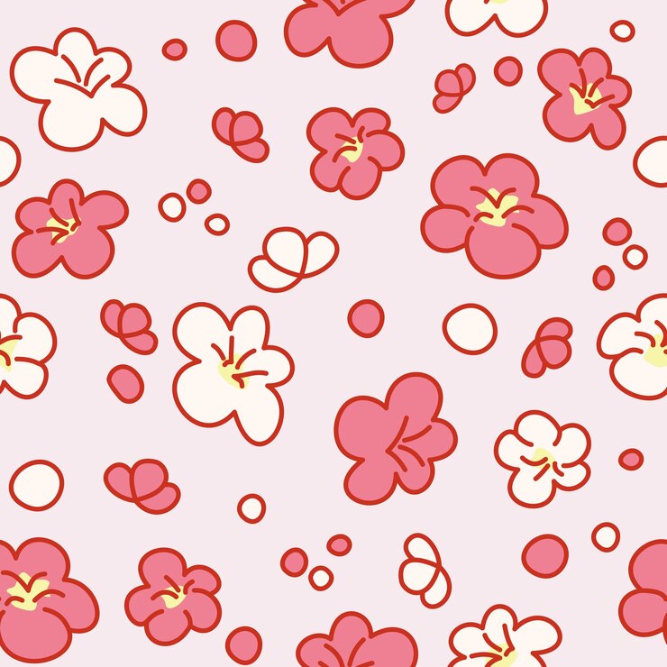 un bonito patrón de flores japonesas rosadas