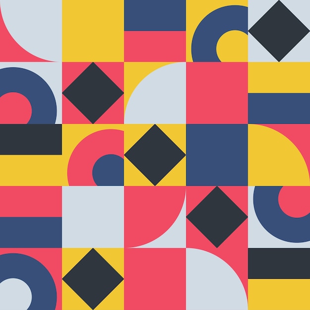 Bonito patrón geométrico y diseño abstracto de textura vectorial con formas amarillas, blancas, azul oscuro.