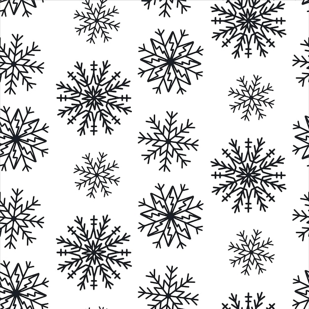 Bonito patrón de Navidad sin costuras con copos de nieve aislados en fondo blanco feliz año nuevo