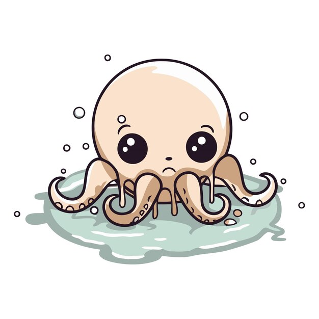 Vector un bonito pulpo de dibujos animados aislado sobre un fondo blanco