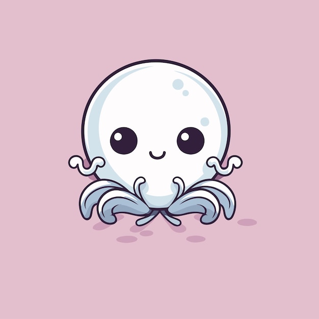 Vector un bonito pulpo de dibujos animados en un fondo rosado ilustración vectorial