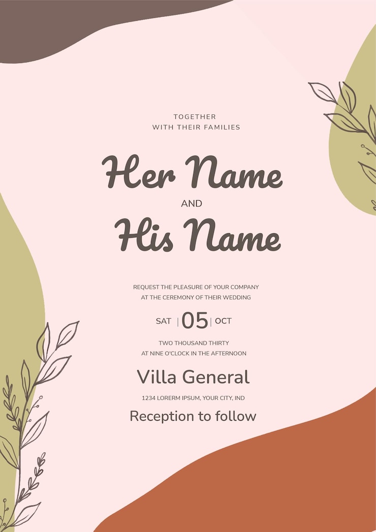 Vector bonito set de tarjetas de invitación de boda dibujadas a mano vector gratuito