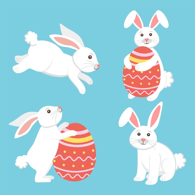 Bonitos conejitos de Pascua con huevos perfectos para tarjetas de primavera para niños arte amp diseños festivos de vacaciones