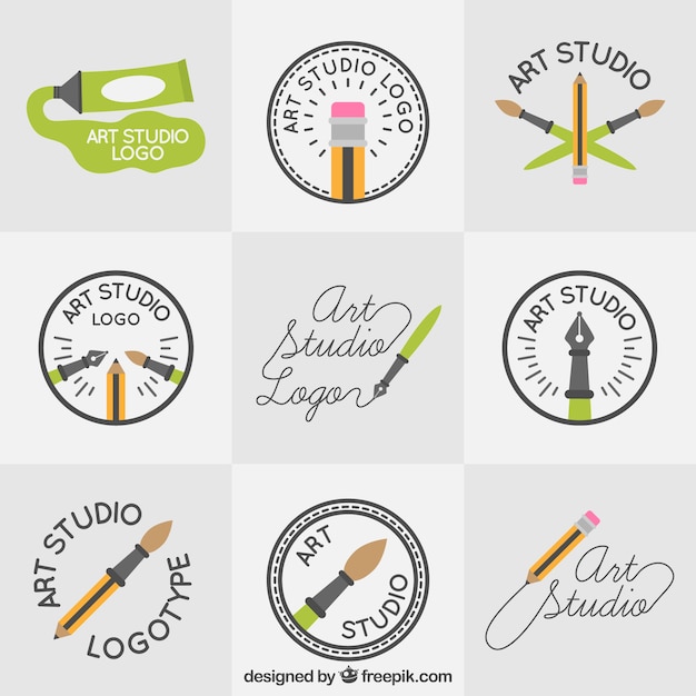 Vector bonitos logotipos de estudio de arte