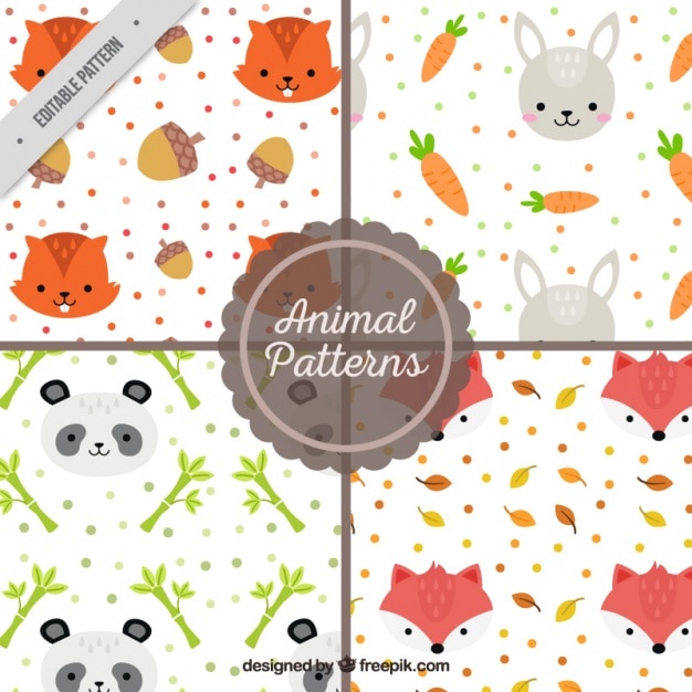 Vector bonitos patrones de adorables animales