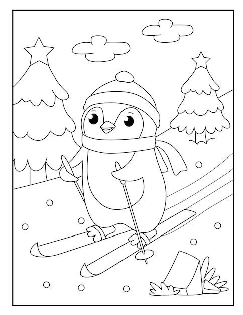 Bonitos pingüinos para colorear para niños