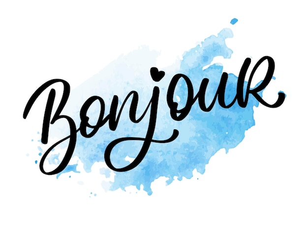 Bonjour Paris Frase Vector Letras Pincel de caligrafía