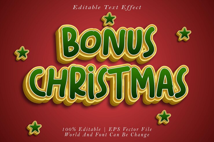 Vector bono de navidad efecto de texto editable estilo de gradiente en relieve 3d