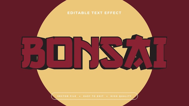 Bonsai rojo beige y marrón 3D efecto de texto editable estilo de fuente Japón efecto de texto japonés