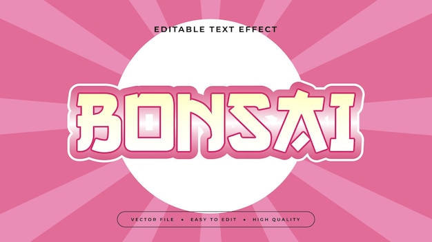 Bonsai rosa y blanco 3D efecto de texto editable estilo de fuente Japón efecto de texto japonés
