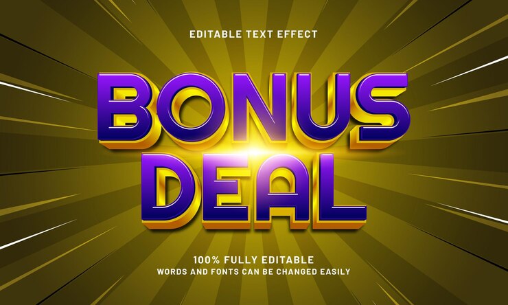 Vector bonus deal efecto de texto editable con un estilo de texto de venta y promoción