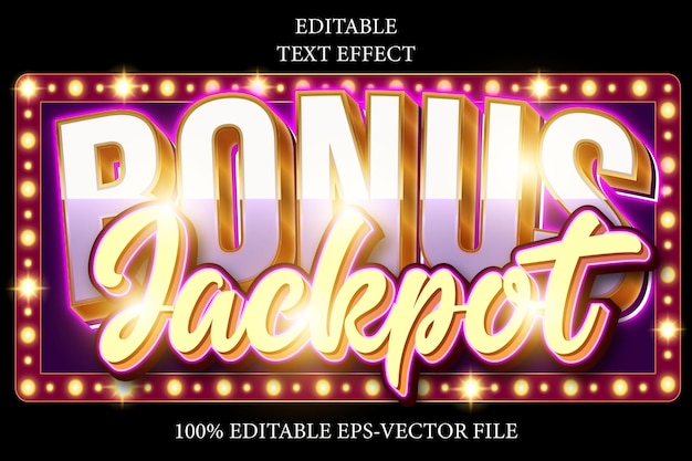 Bonus Jackpot Efecto de texto editable en estilo moderno en 3D