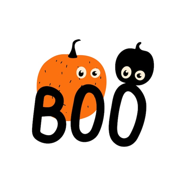 Boo ilustración de calabazas de halloween en color blanco