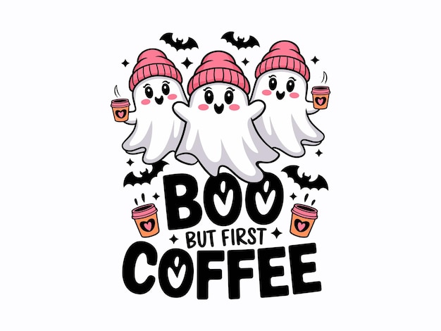 Boo pero el primer café fantasma Halloween amante del café diseño vectorial