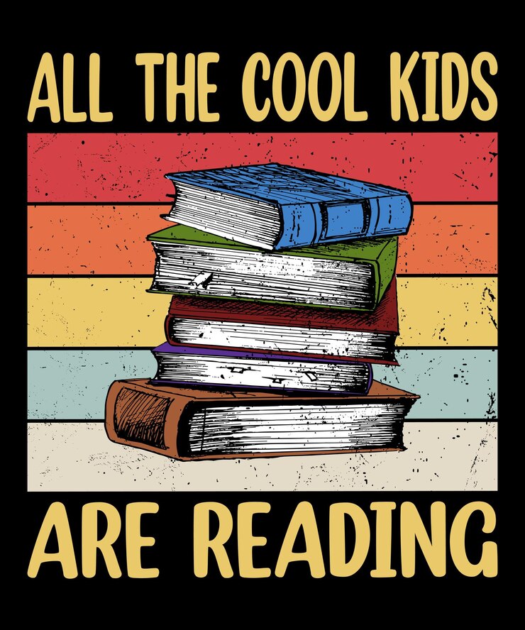 Book Lover All The Cool Kids are Reading camisa impresión plantilla vintage textura libro ilustración