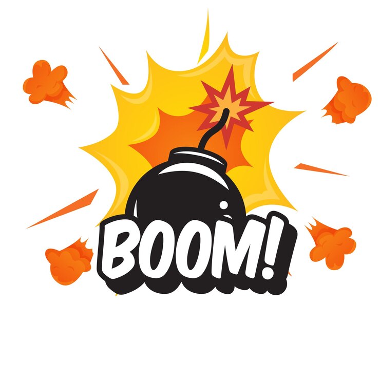 Vector boom con discurso de texto cómico blanco aislado de bomba