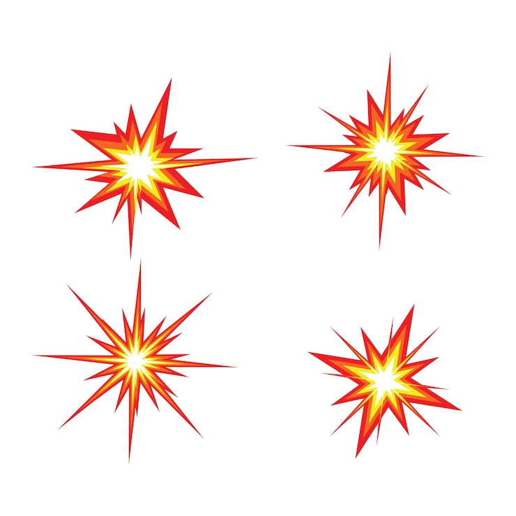 Vector boom explosión icono conjunto vector ilustración diseño