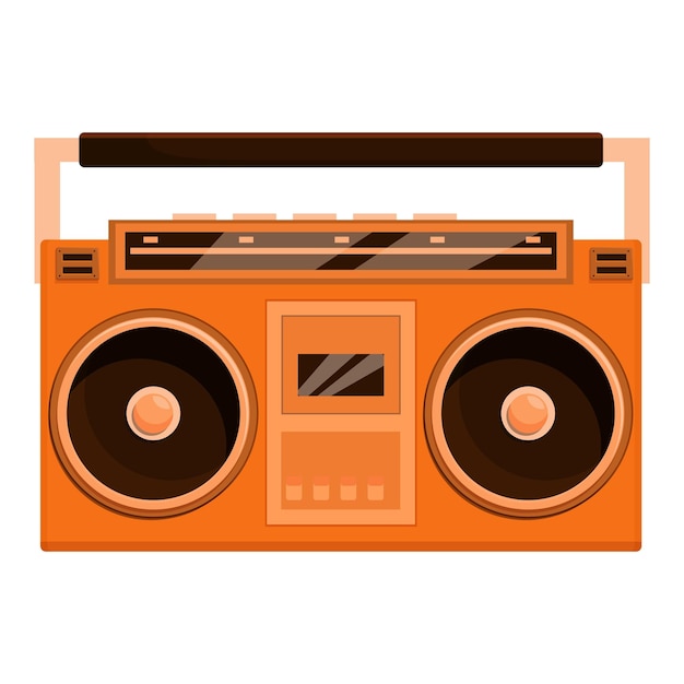 Boombox naranja tocando música con estilo y vibraciones retro