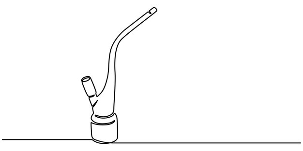 Boquilla de pipa de agua Pipa de dibujo de línea continua única Pipa de trazo lineal de trazo negro Icono lineal de pipa de fumar