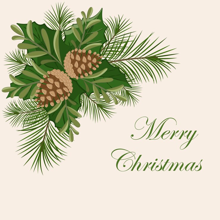 Vector borda de cono de cones de pino con rama diseño de invierno de navidad con espacio de copia caligrafía de feliz navidad vector de stock