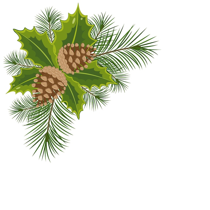 Vector borda de cono de cones de pino con rama diseño de invierno de navidad con espacio de copia vector de stock