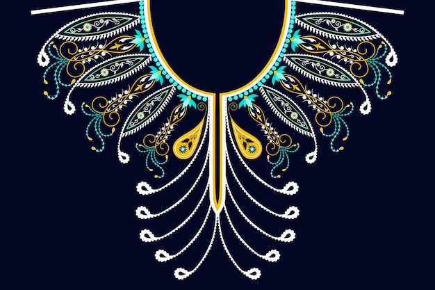 Bordado escote collar ornamento tradicional patrón fasion textil decoración mujer ropa diseño