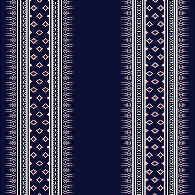 Bordado de textura étnica geométrica con fondo azul oscuro, papel tapiz, falda, alfombra, papel tapiz.