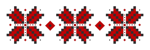 bordado tradicional ucraniano vyshyvanka en colores negro y rojo ornamento popular tres flores
