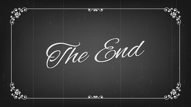 El borde antiguo de la pantalla final del cine mudo
