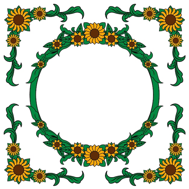 Borde combinado de flor de sol redondo