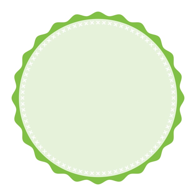El borde de costura clásico redondo emblema verde claro etiqueta adhesiva en blanco fondo sencillo