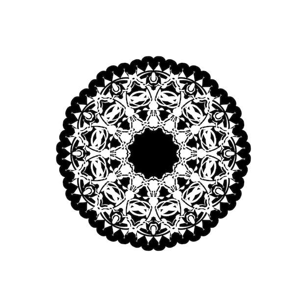 Borde decorativo redondo marco blanco y negro círculo ornamento plantilla arte decoración circular ornamental barroco para diseño cerámica tarjeta invitación boda placa banner saludo encaje vector