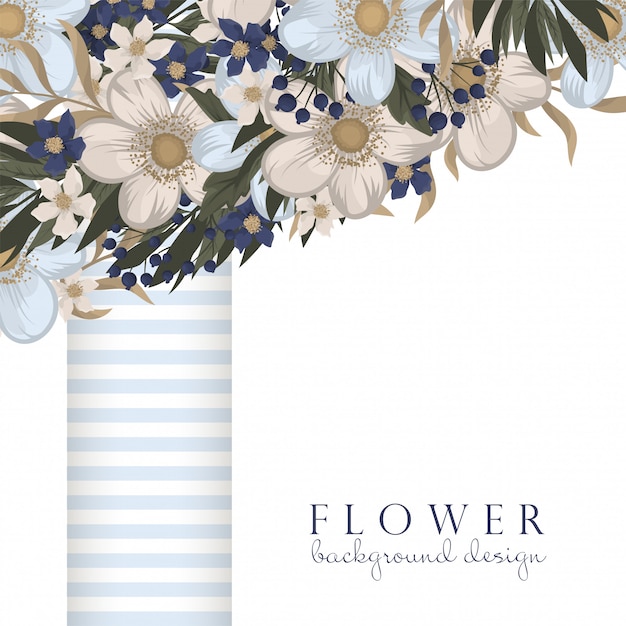 Borde de diseños florales - flores de color azul claro