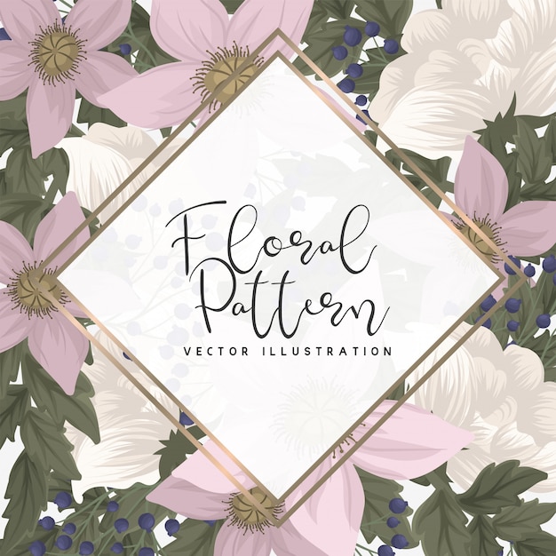 Borde de diseños florales - flores rosadas